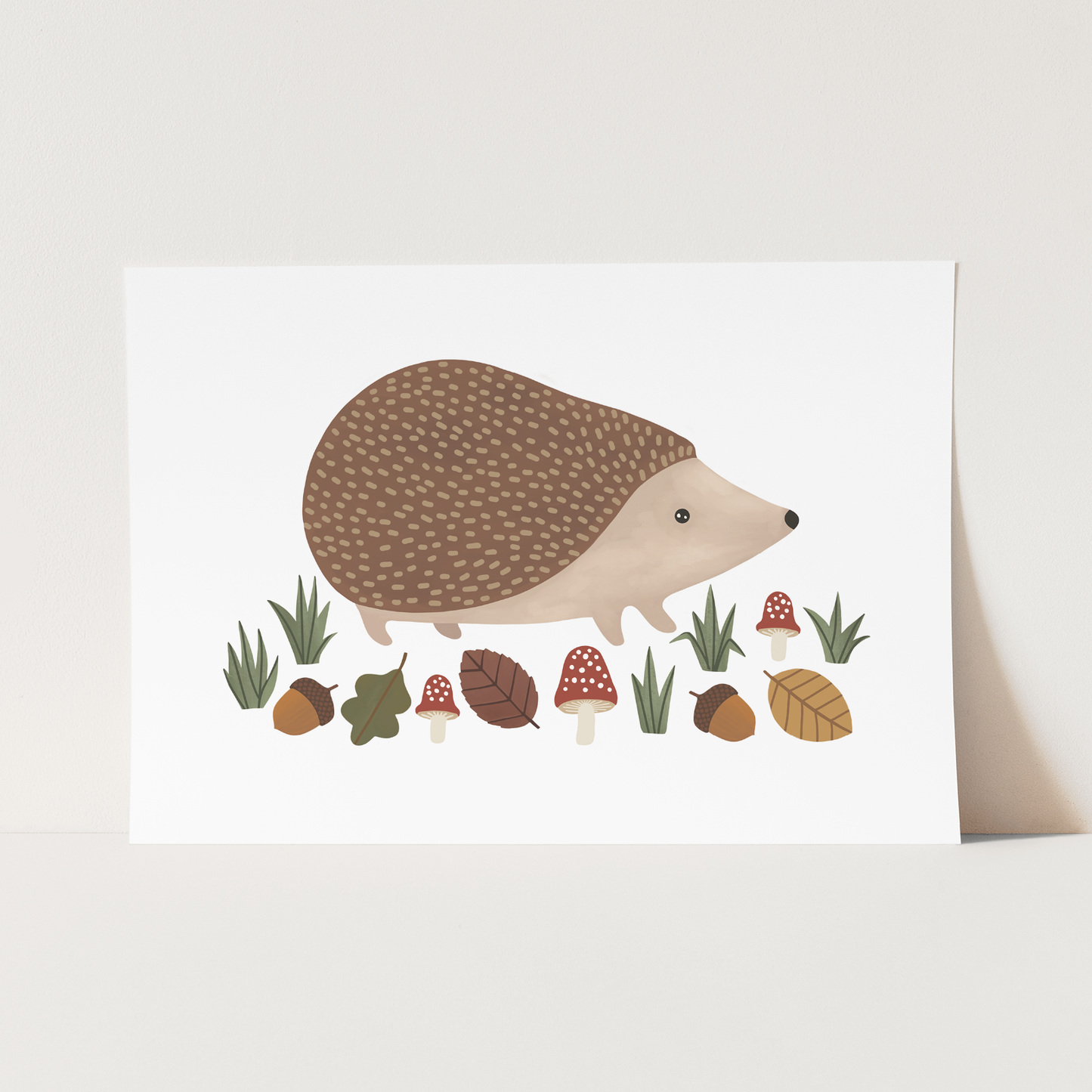 Hedgehog Art Print In White by Kid of the Village (6 Sizes Available)