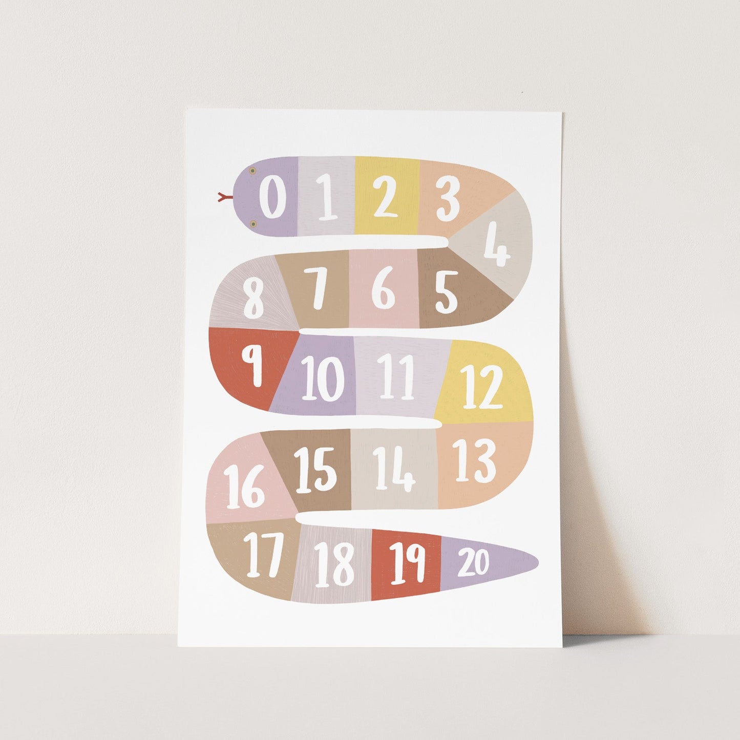 Number Snake Art Print In Pink/Beige by Kid of the Village (6 Sizes Available)