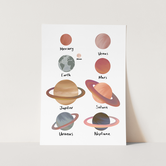 Planets Art Print In White by Kid of the Village (6 Sizes Available)