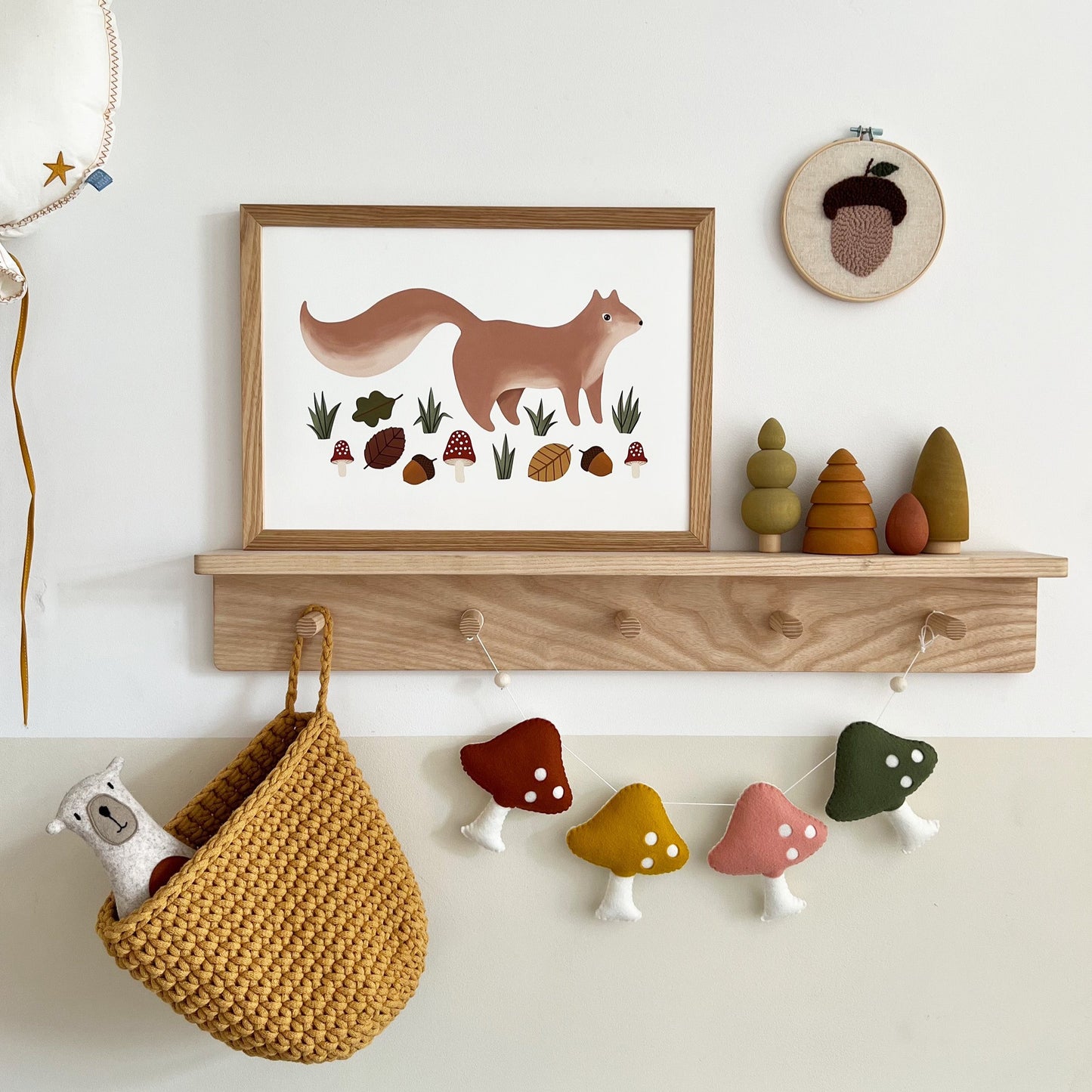 Squirrel Art Print In White by Kid of the Village (6 Sizes Available)