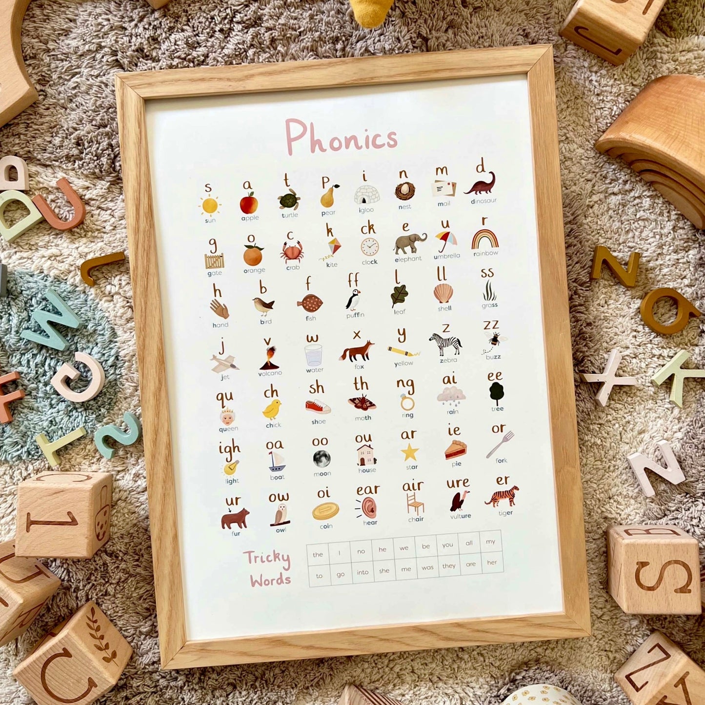 Phonics Art Print In Pink by Kid of the Village (6 Sizes Available)