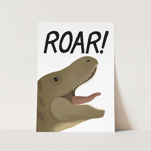 Roar Dinosaur Art Print in White by Kid of the Village (6 Sizes Available)