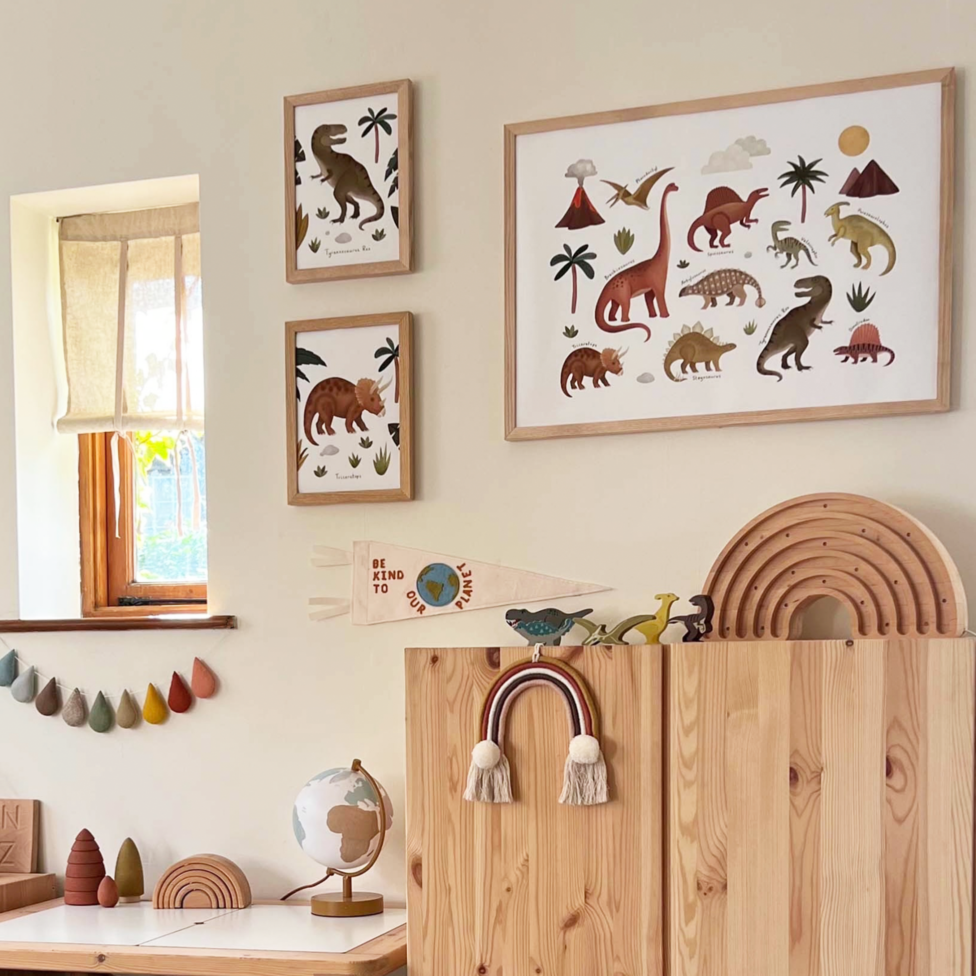 Dinosaurs Art Print In White by Kid of the Village (6 Sizes Available)