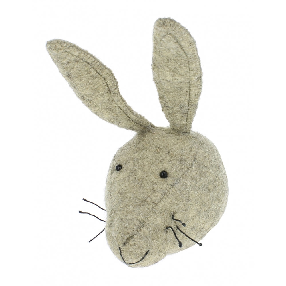 Fiona Walker Grey Hare Felt Animal Wall Head - Mini | Soren's House