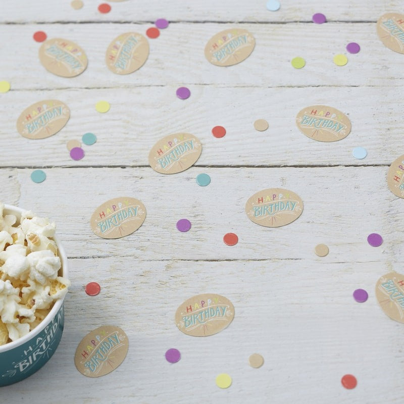 Paper Table Confetti - 'Happy Birthday' Kraft By Ginger Ray