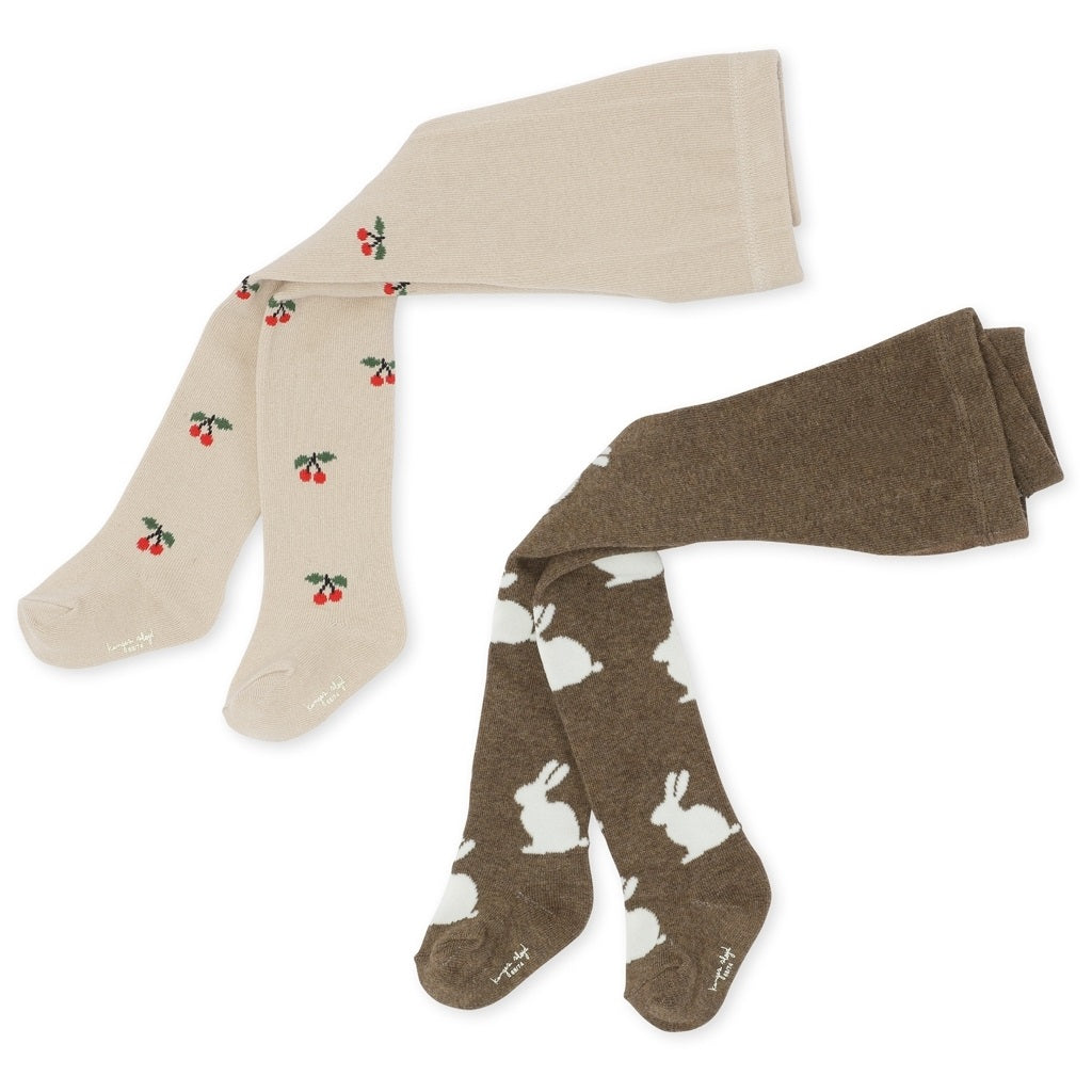 Konges Slojd 2-Pack Jacquard Stockings - Bunny/Cherry