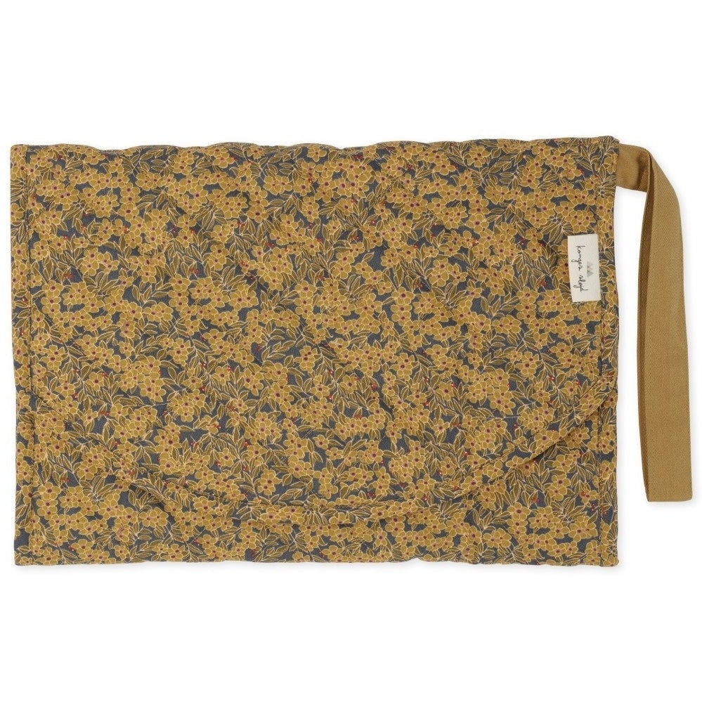Konges Slojd Organic Portable Changing Mat - Winter Leaves Mustard
