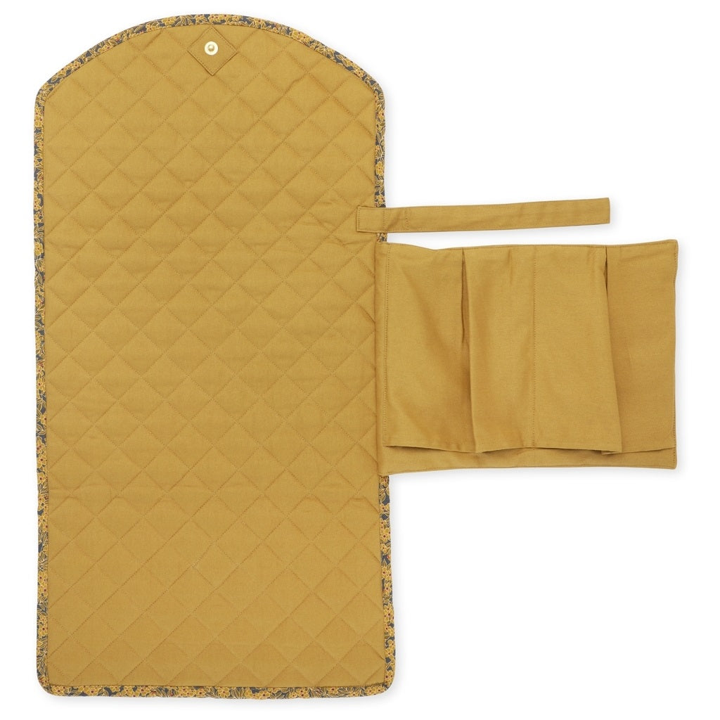 Konges Slojd Organic Portable Changing Mat - Winter Leaves Mustard