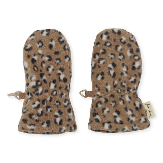 Konges Slojd Hezla Fleece Baby Mittens - Leo Brown