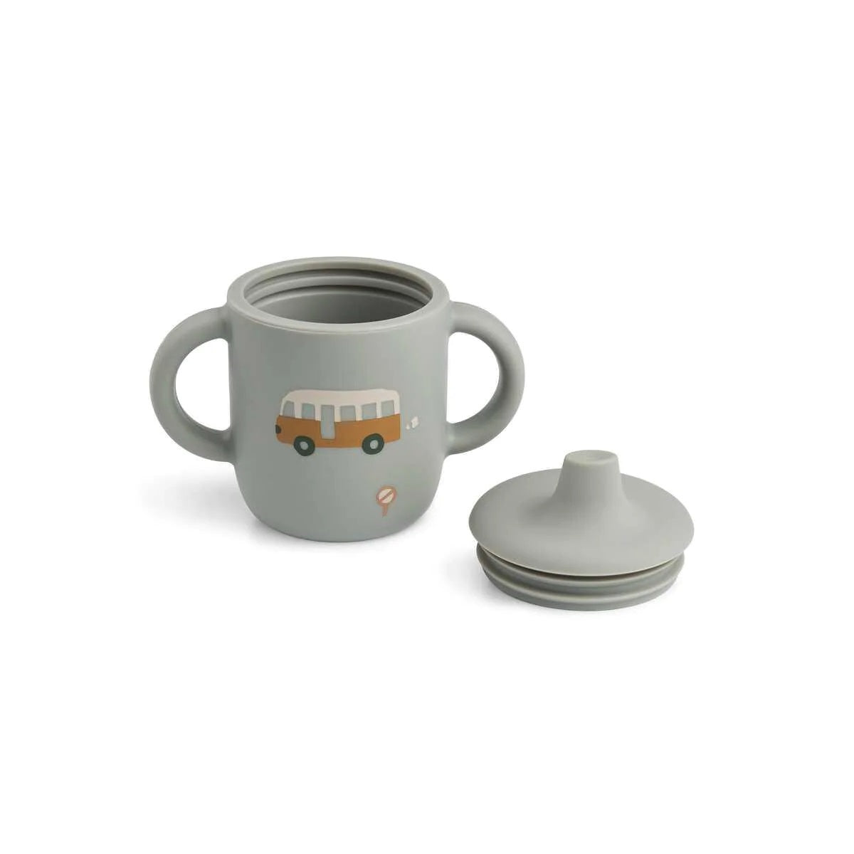 Liewood Neil Silicone Sippy Cup - Vehicles/Dove Blue Mix