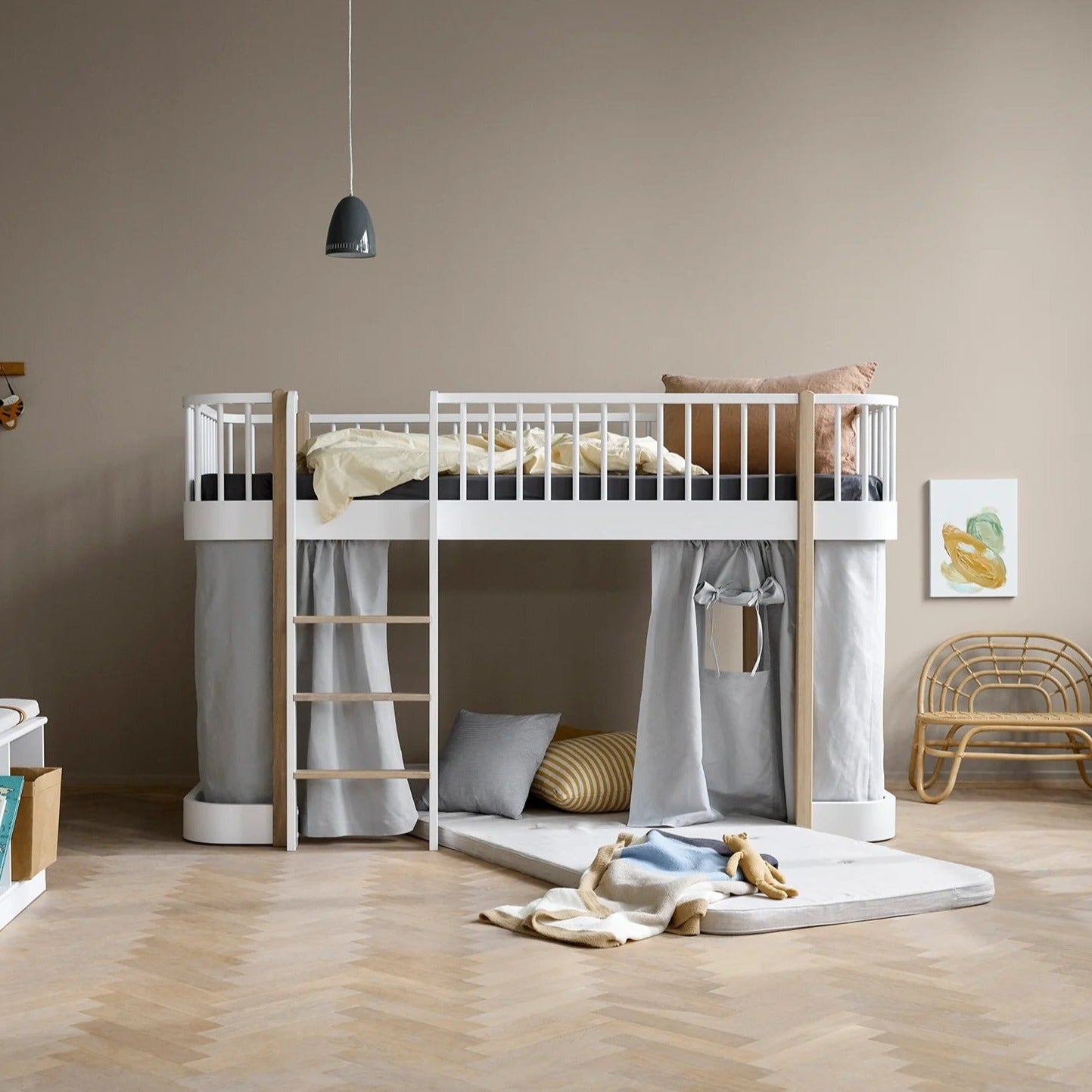 Oliver Furniture Wood Original Low Loft Bed - White/Oak