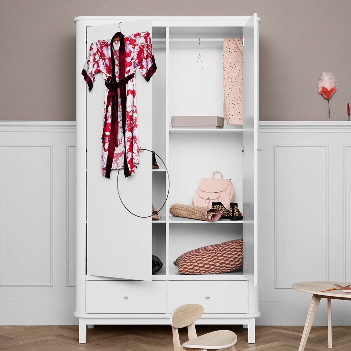 Oliver Furniture Wood Wardrobe - 2 Doors - White