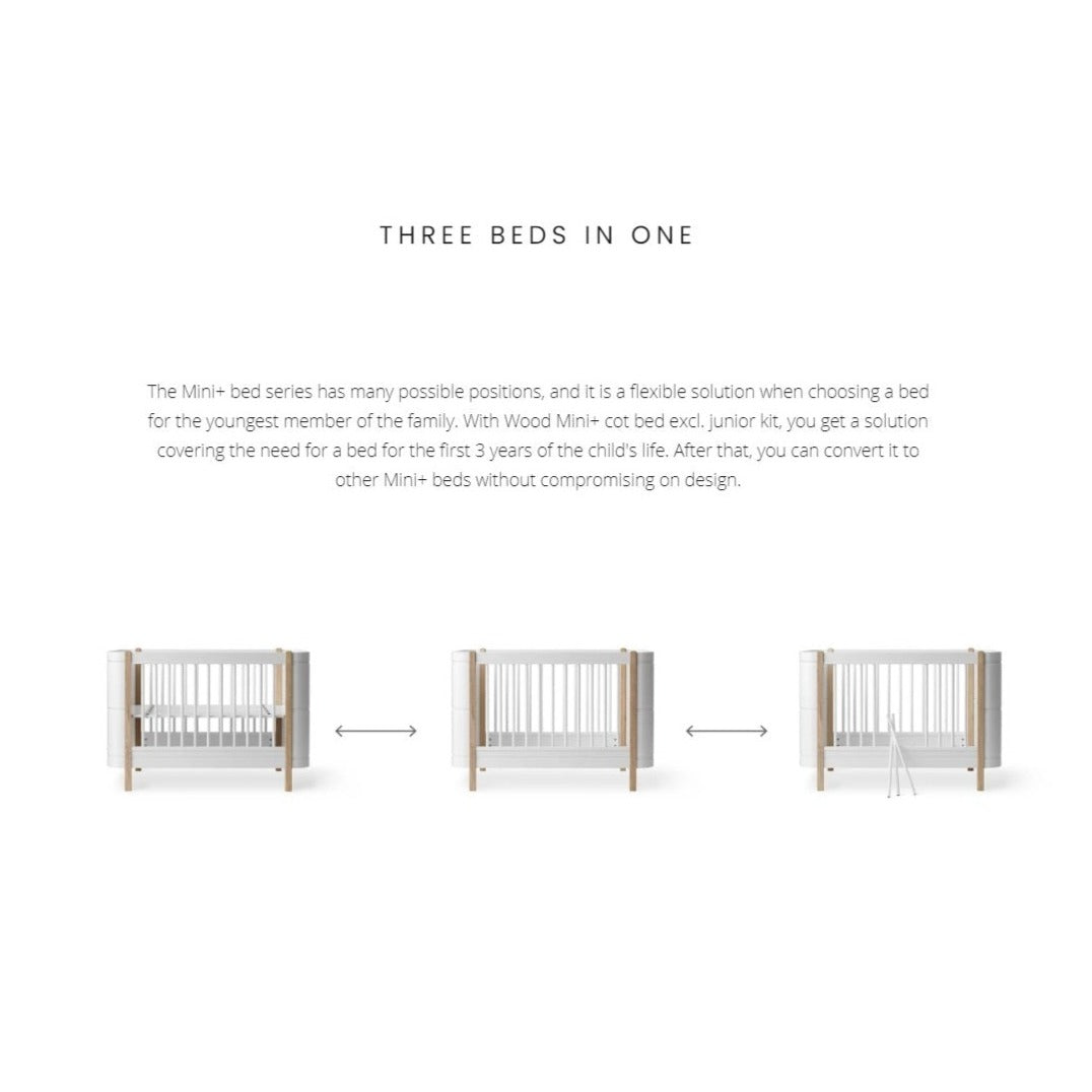 Oliver Furniture Wood Mini+ Cot Bed Excl. Junior Kit - White Oak