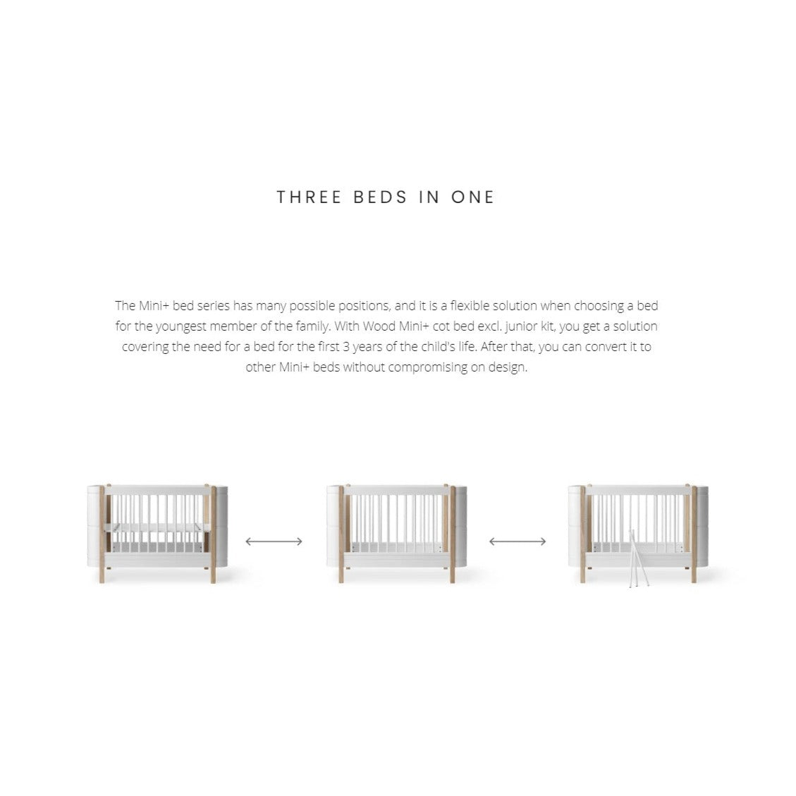 Oliver Furniture Wood Mini+ Cot Bed Excl. Junior Kit - White
