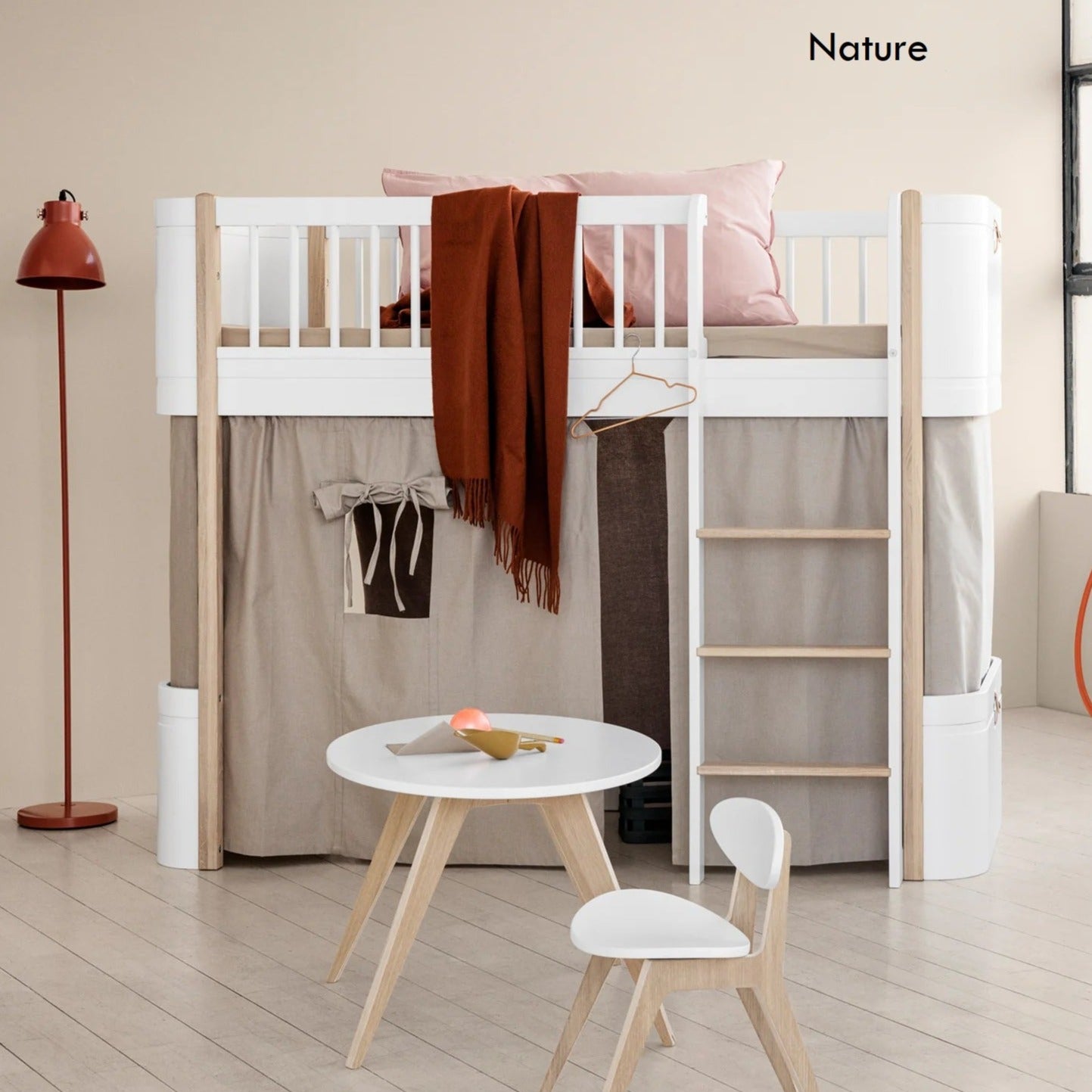 Oliver Furniture Wood Original Low Loft Bed - White/Oak