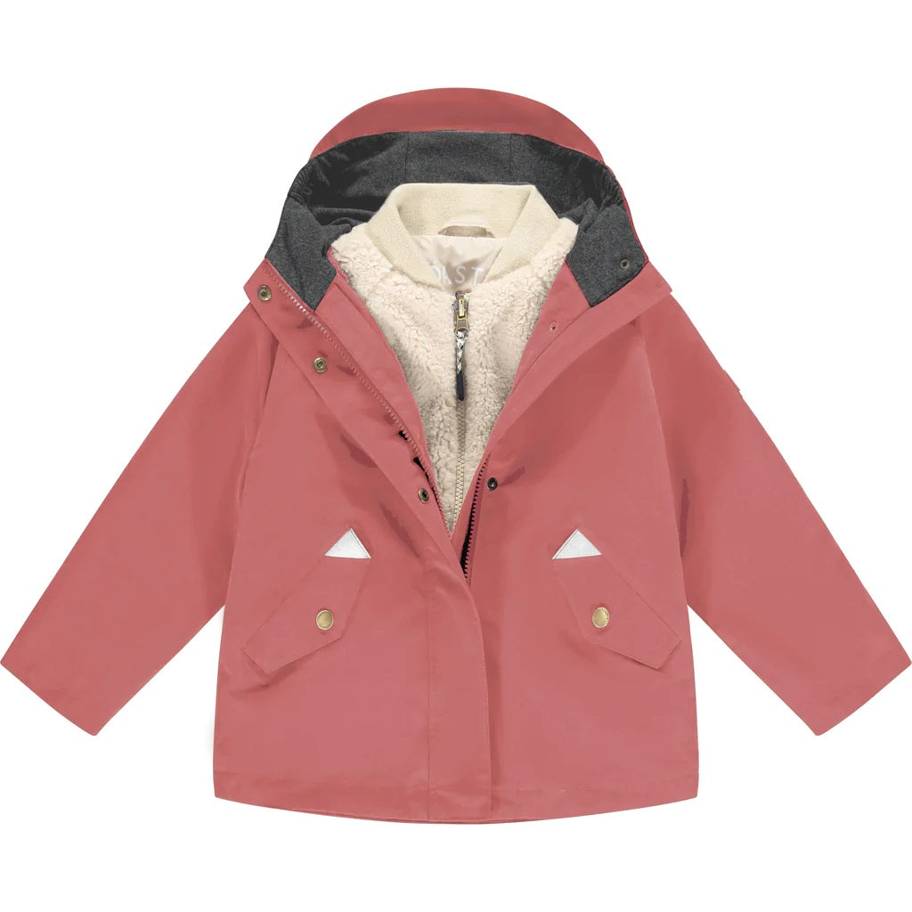 Toastie Kids Wild 3-in-1 Raincoat - Rose Pink/Shortbread Sherpa