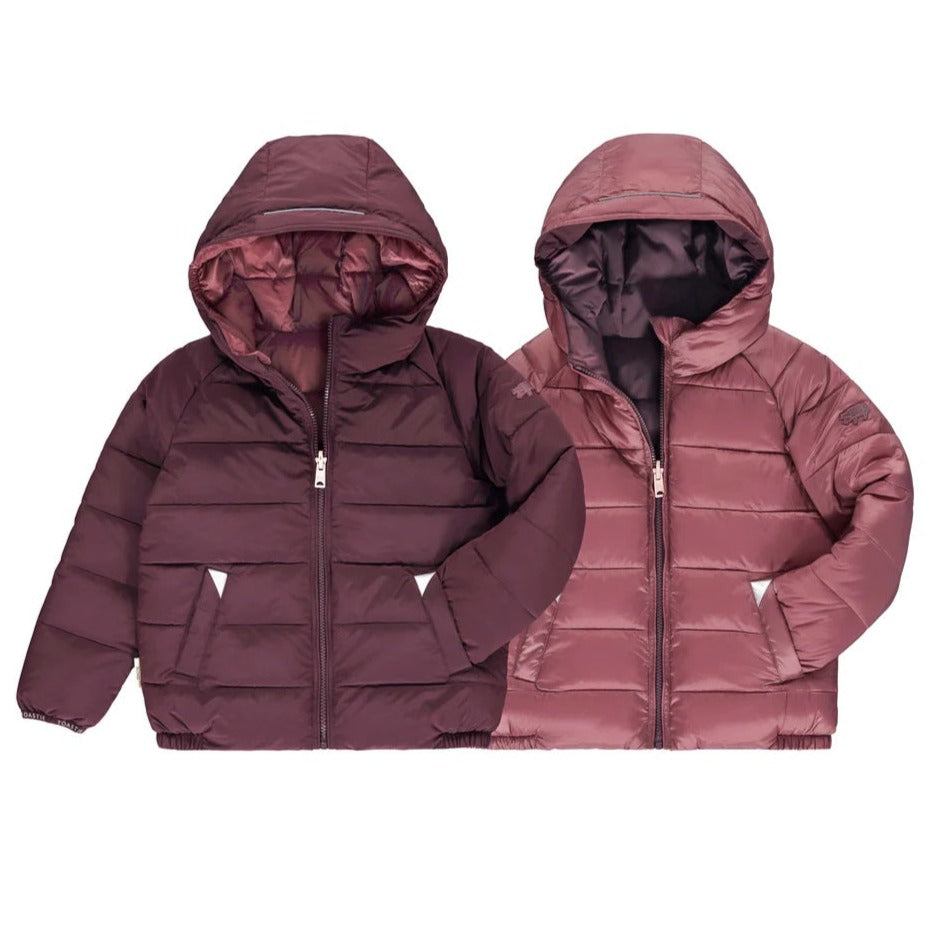 Toastie Kids Ecoreversible Puffer Jacket - Matte Black Cherry/Berry