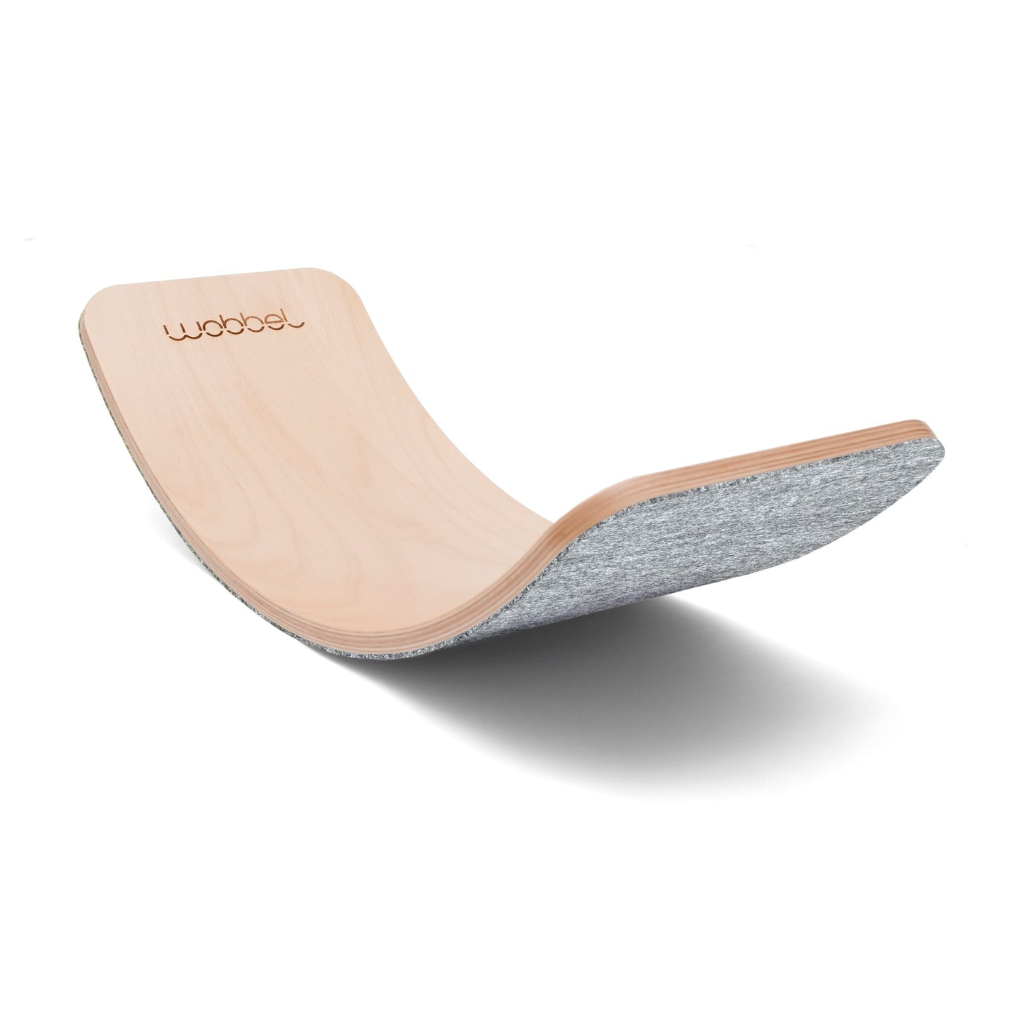 Wobbel Board - Transparent Lacquered Balance Board - Mouse Grey Felt
