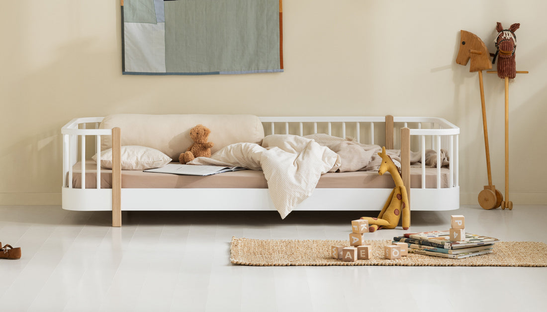 Montessori toddler floor bed with a Scandi aesthetic