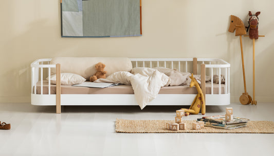 Montessori toddler floor bed with a Scandi aesthetic