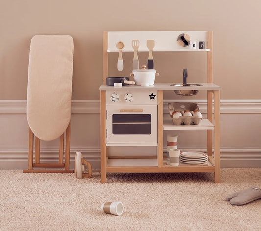 Wooden play kitchen and accessories 