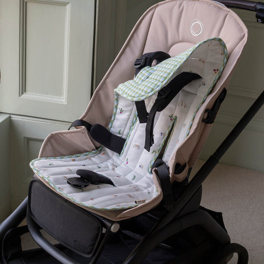 Avery Row Pram Seat Liner - Little Farm/Greenhouse Gingham