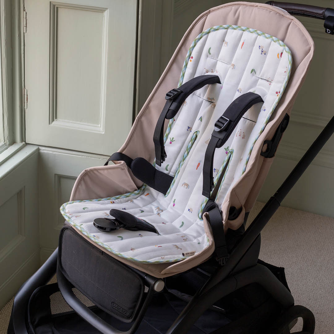 Avery Row Pram Seat Liner - Little Farm/Greenhouse Gingham