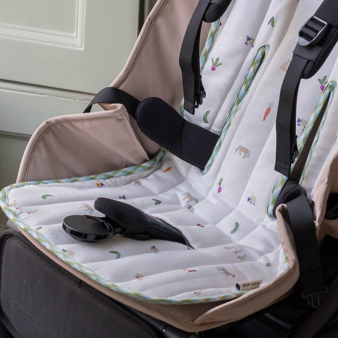 Avery Row Pram Seat Liner - Little Farm/Greenhouse Gingham