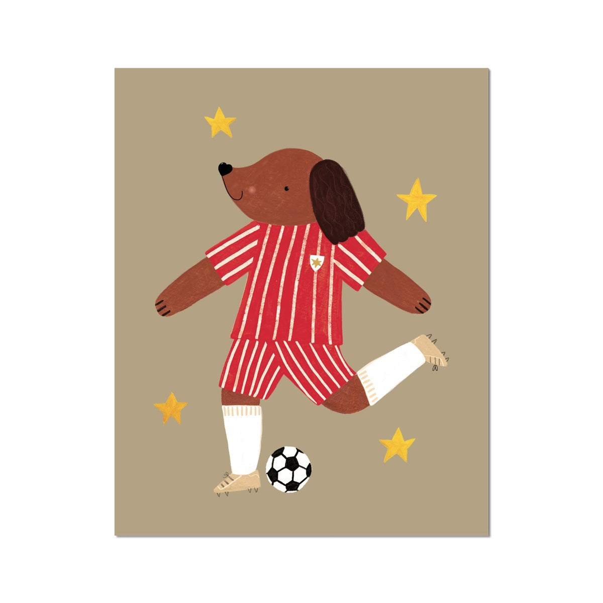 Kid of the Village Footie Pup Art Print - Red Stripe
