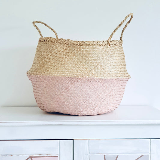 Bellybambino Dusky Pink Seagrass Basket - Extra Large