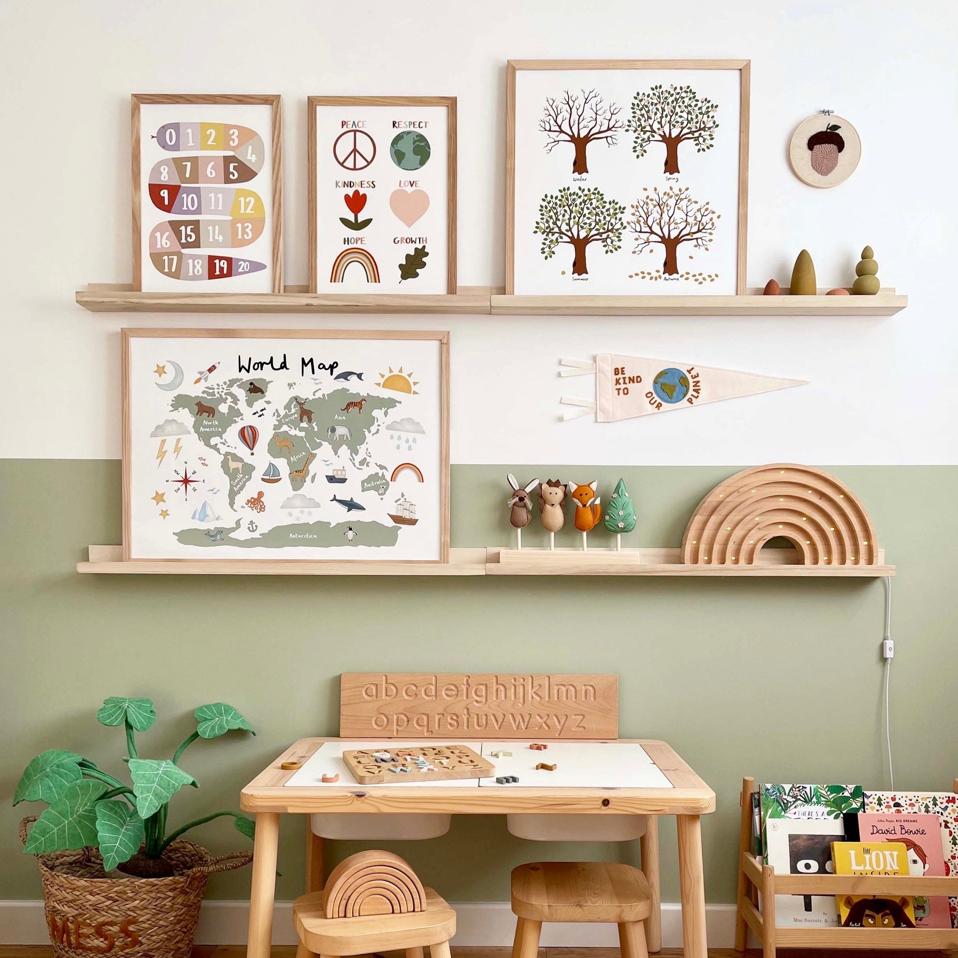 Kid of the Village World Map Art Print - White