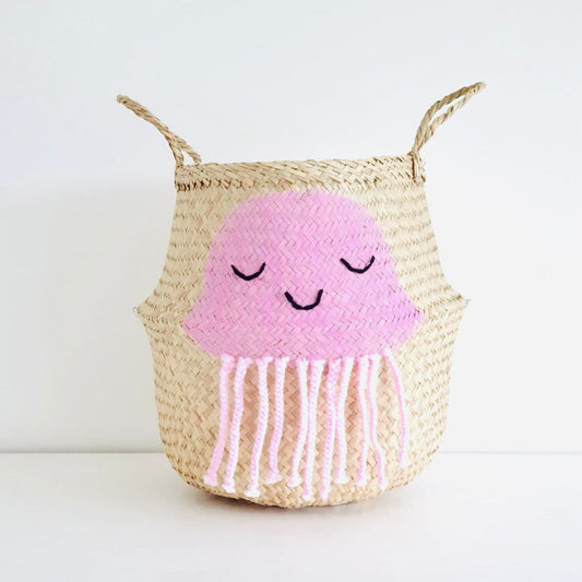 Bellybambino Pink Jellyfish Seagrass Basket - Large