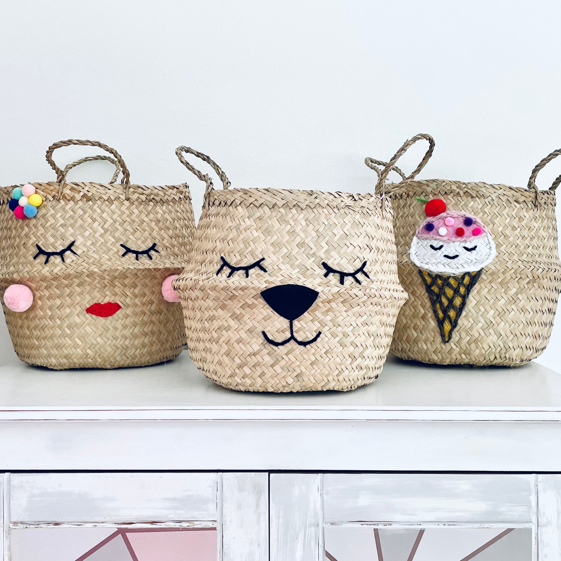 Bellybambino Ice Cream Seagrass Basket - Large