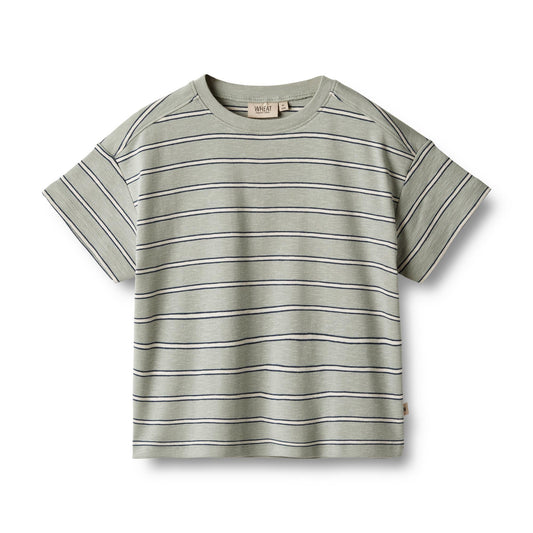 Wheat 'Tommy' Children's S/S T-Shirt - Sea Mist Stripe