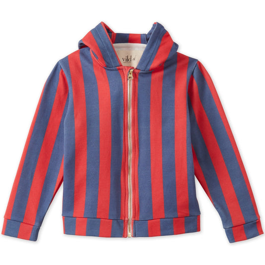 Striped Organic Cotton Zip Up Hoodie by Vild House of Little (2 Colours Available)