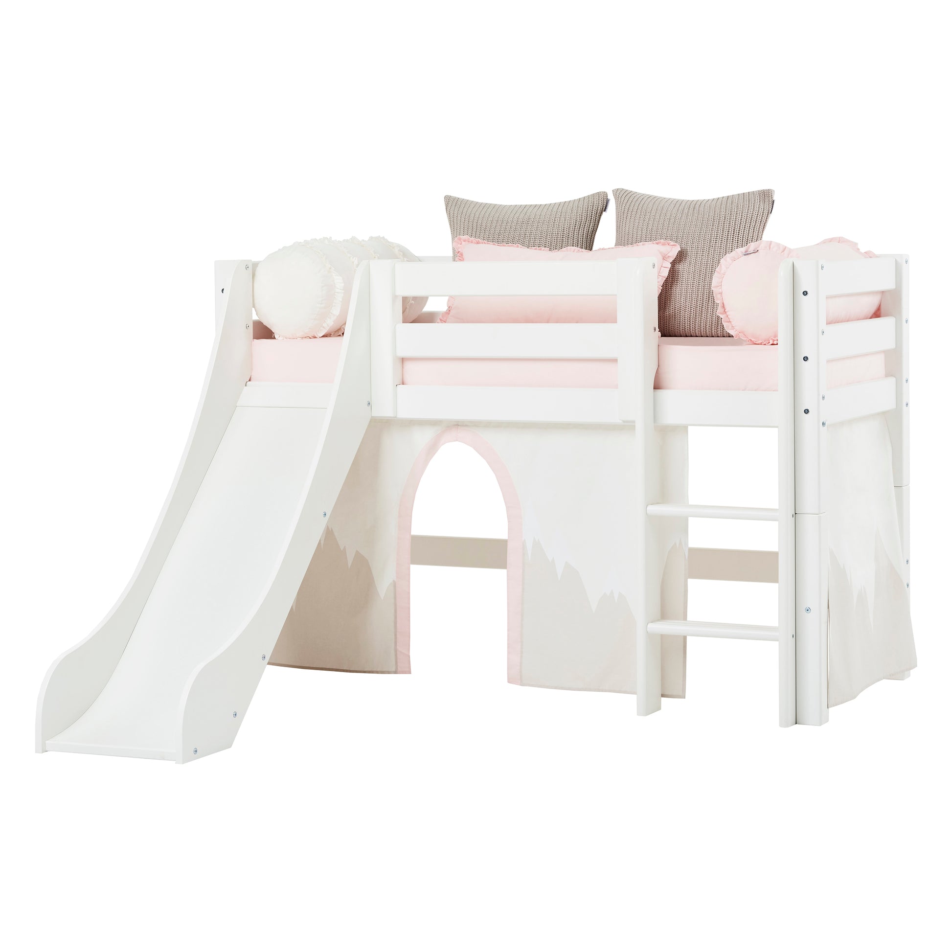 Hoppekids Eco Luxury Mid Sleeper Bed with Slide - White