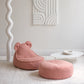 Wigiwama Bear Beanbag & Ottoman Set - Guava