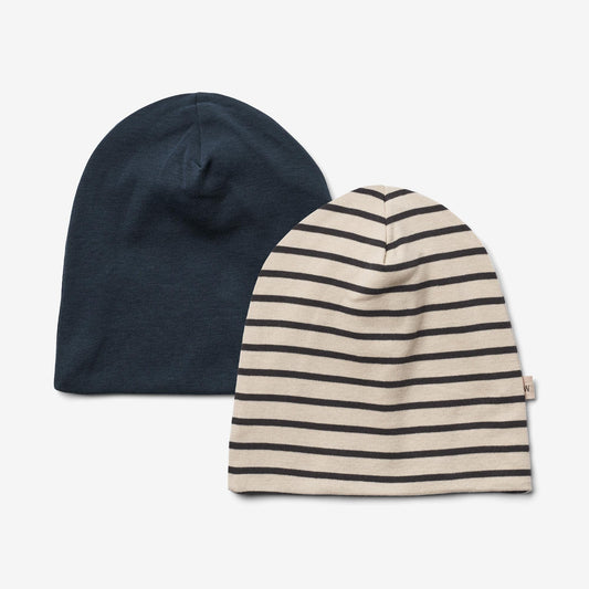 Wheat 'Aidan' Pack of 2 Children's Hats - Blue/Navy Stripe