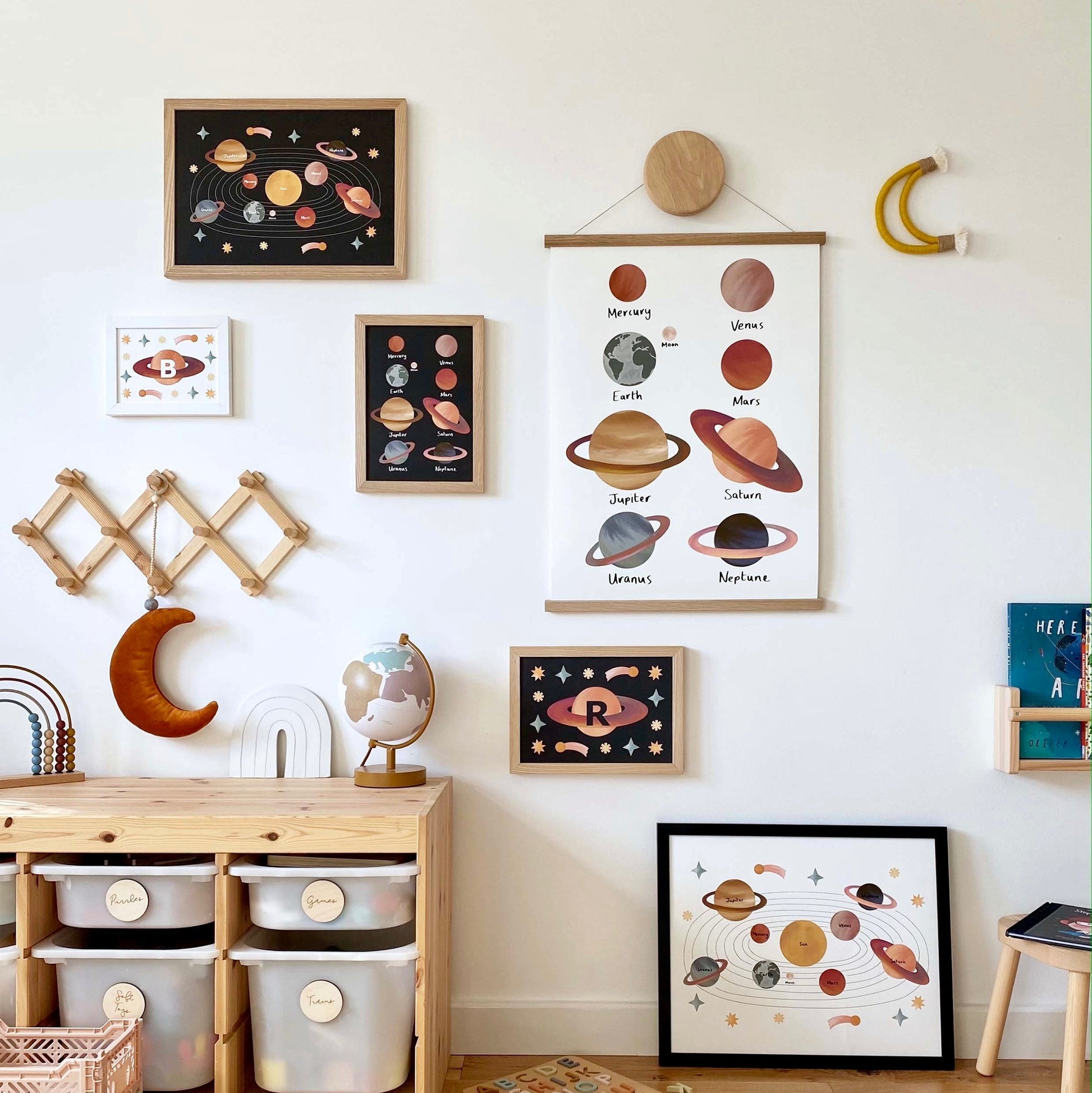 Kid of the Village Solar System Art Print - Black