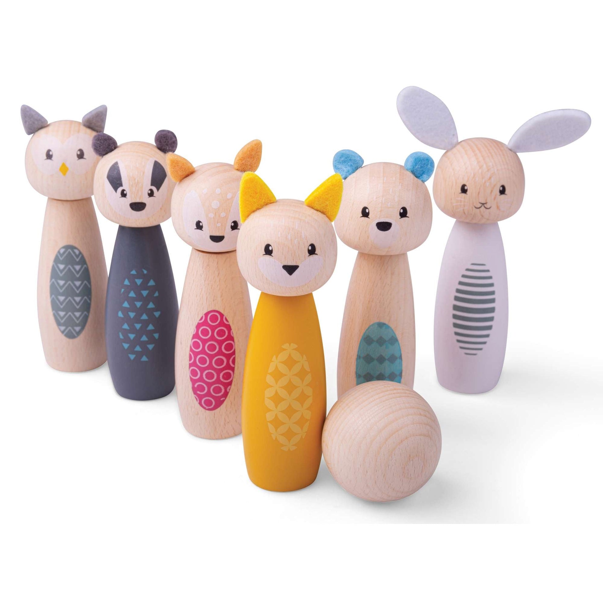 Bigjigs Woodland Animal Skittles Set
