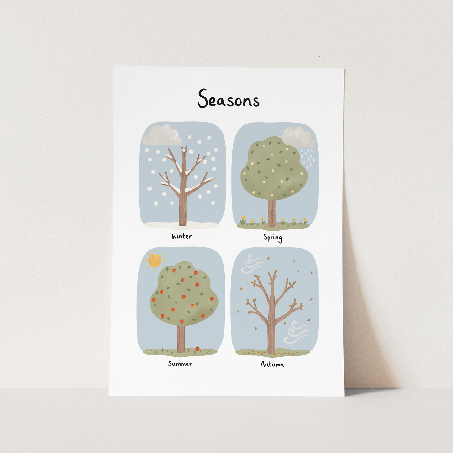 Kid of the Village Seasons Art Print - Blue