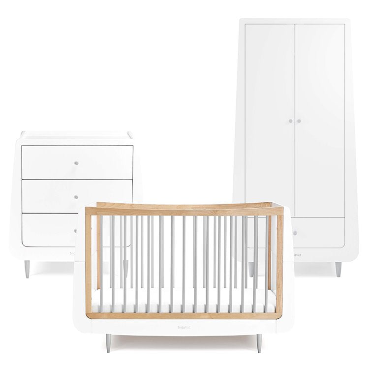 Snuzkot Skandi 3 Piece Nursery Furniture Set - Grey