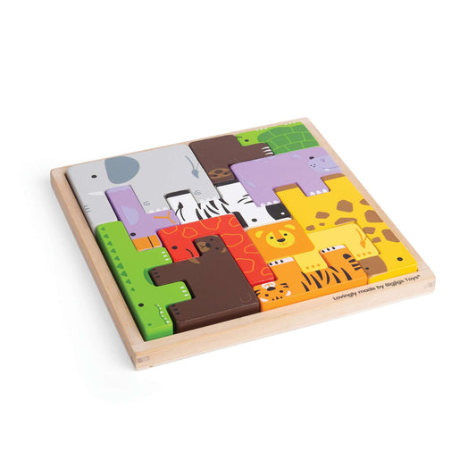 Bigjigs Wooden Animal Lock-A-Block Puzzle