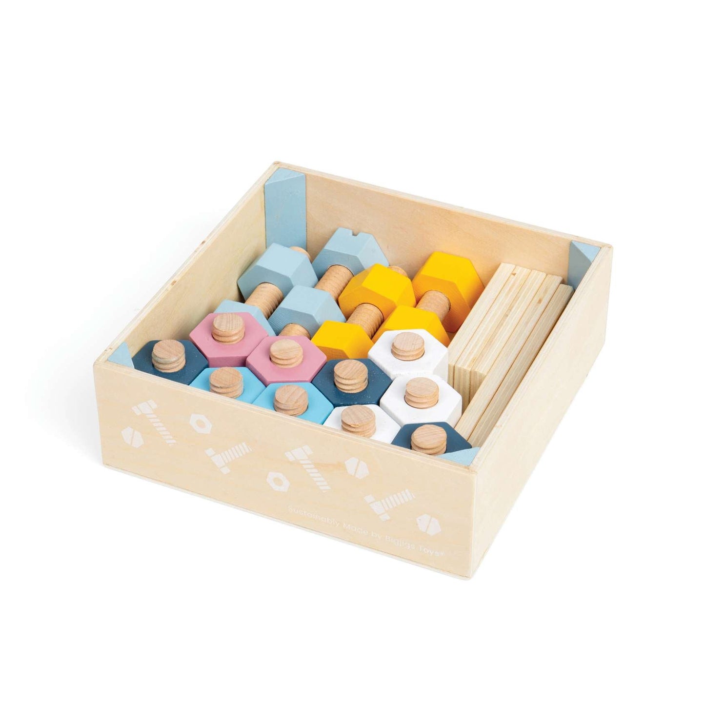 Bigjigs Wooden Crate of Toy Nuts & Bolts 