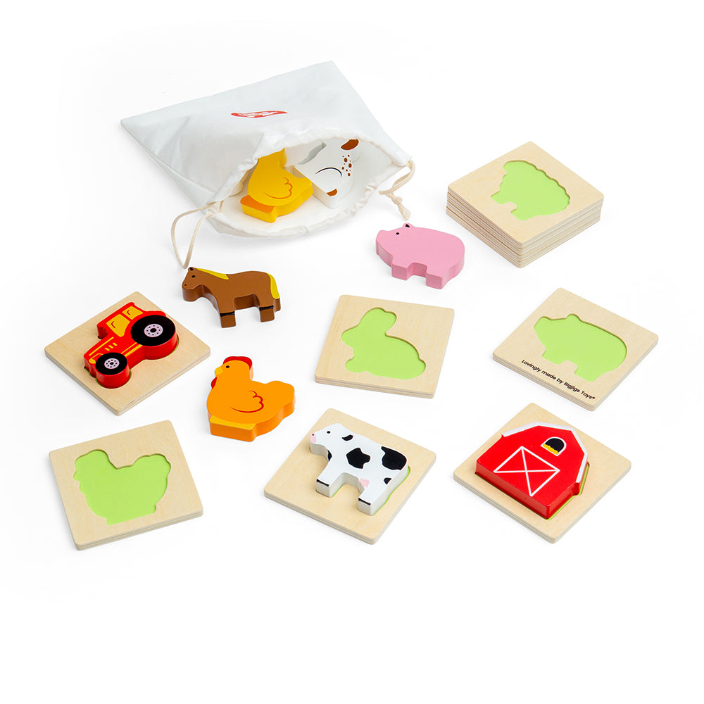 Bigjigs Wooden Farm Feel and Find Puzzle Set