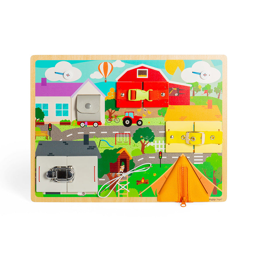 Bigjigs Wooden Baby Busy Board - Lifeskills