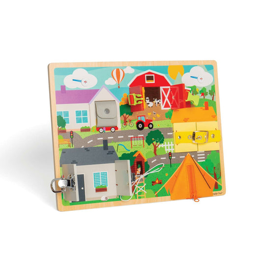 Bigjigs Wooden Baby Busy Board - Lifeskills