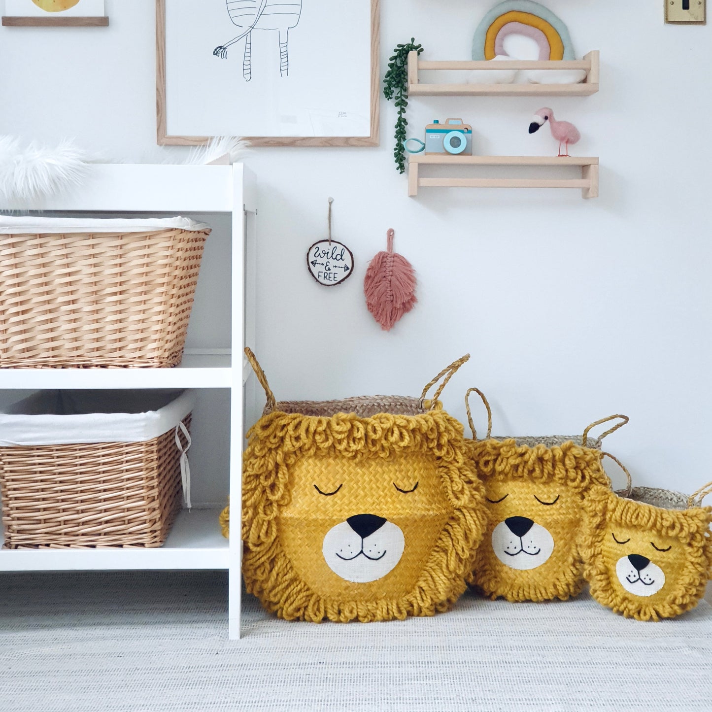 Bellybambino Yellow Lion Seagrass Basket - Small
