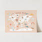 Kid of the Village World Map Art Print - Pink