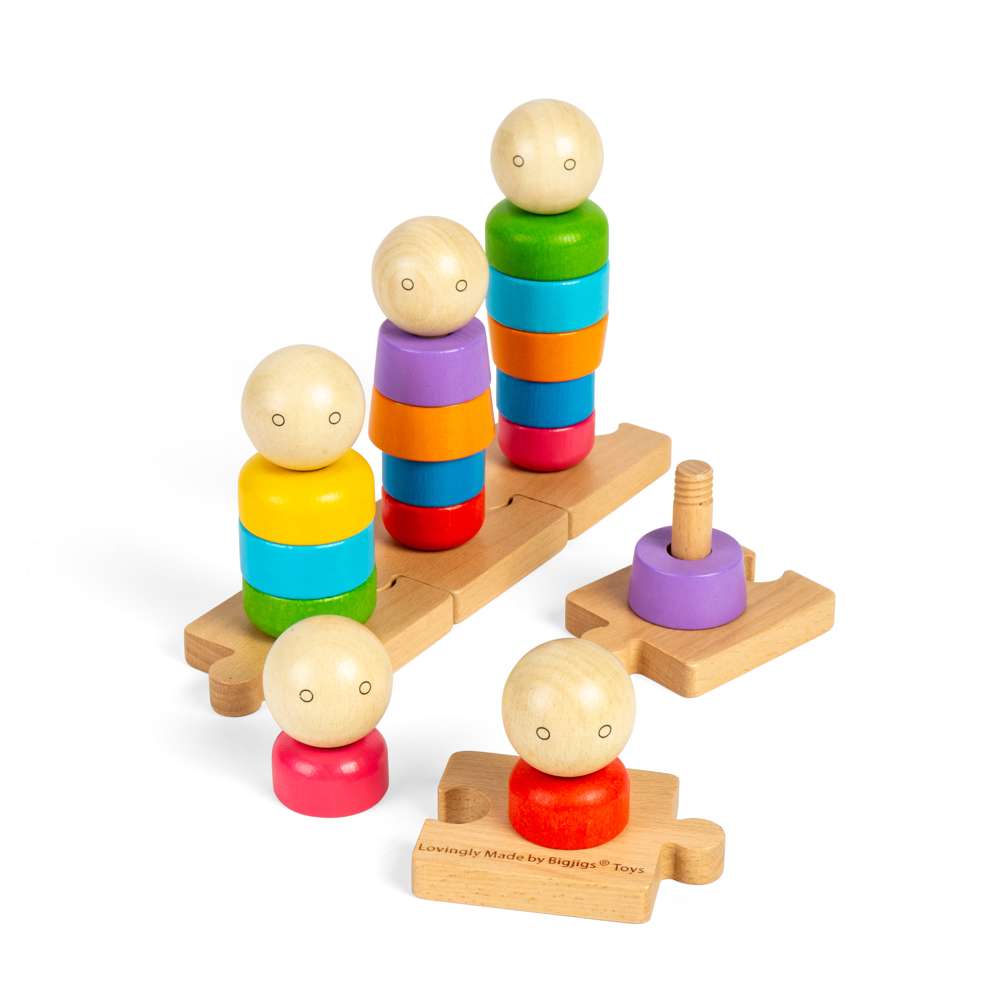 Bigjigs Wooden Stacking Rainbow Family